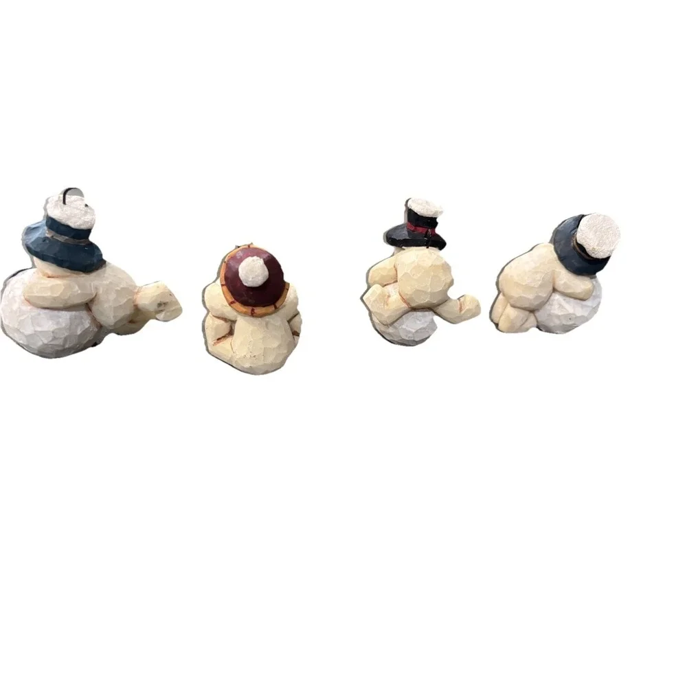 Small Snowmen set of four Christmas Ornaments Or Table Top Decor SNOW